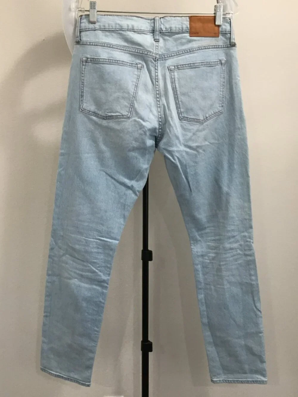 J CREW 484 Slim Light Wash Distressed 5 Pocket Logo Hardware Jeans